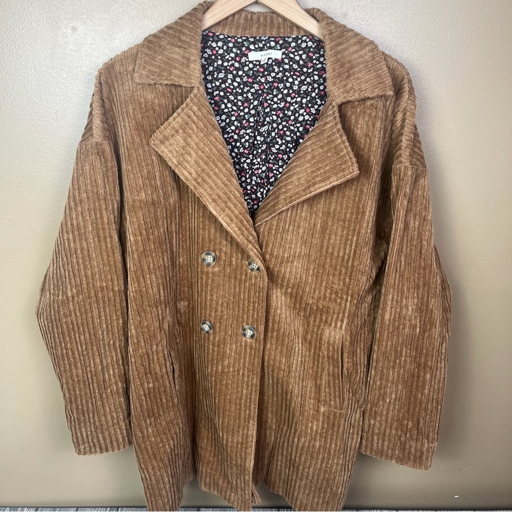 easel Corduroy Floral Lined Jacket Women's Large